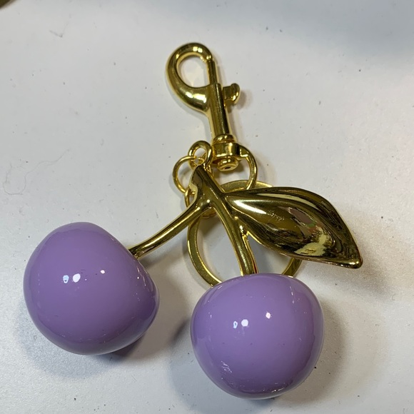 N/A Accessories - Gold and Purple Cherry Keychain